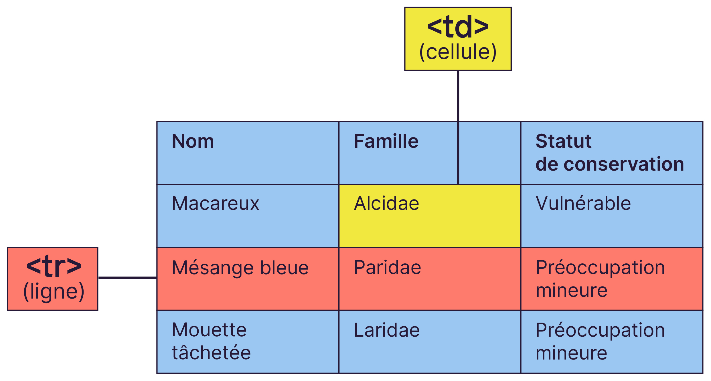 Les balises Tableau